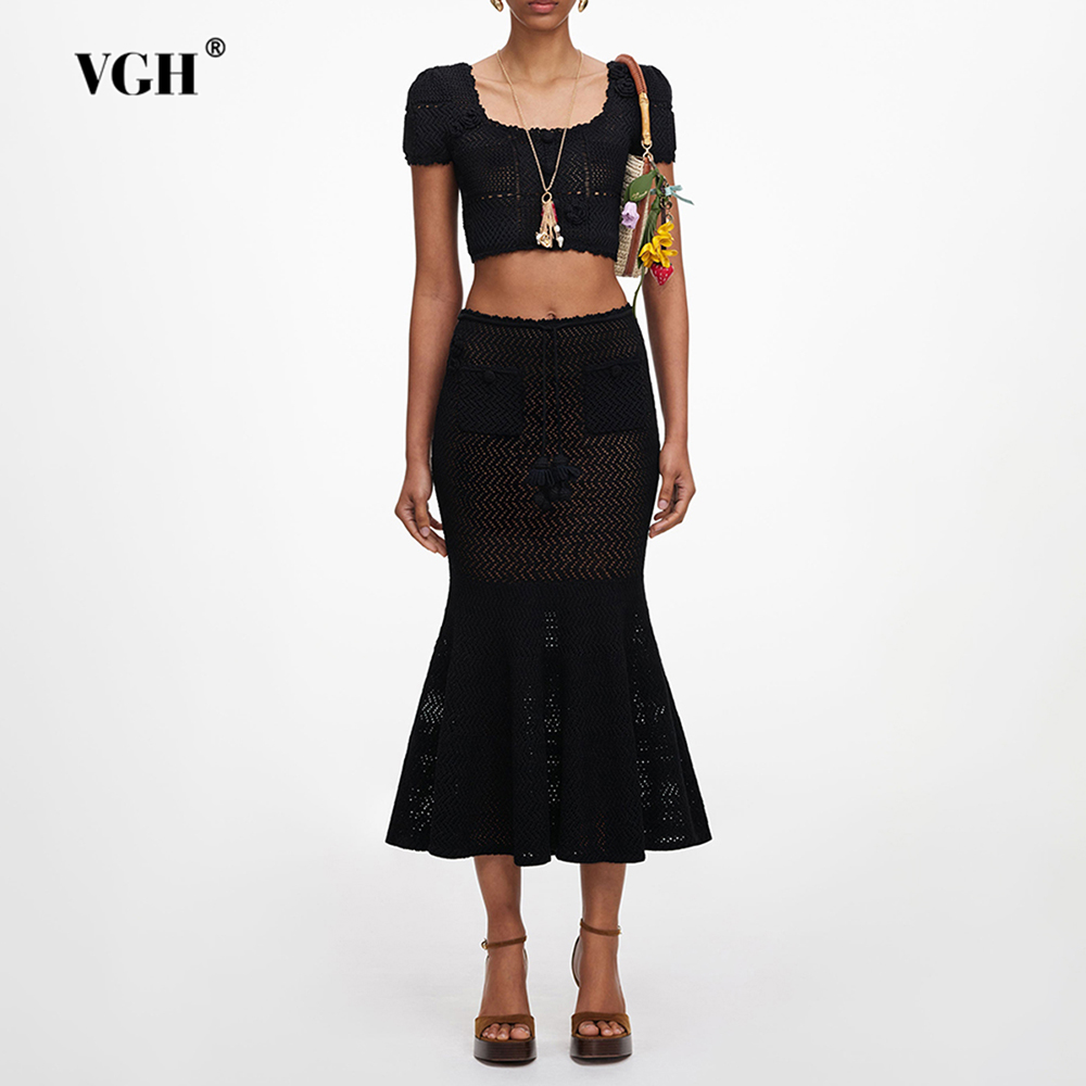 Crop Top Crochet - طقم نسائي من قطعتين من VGH