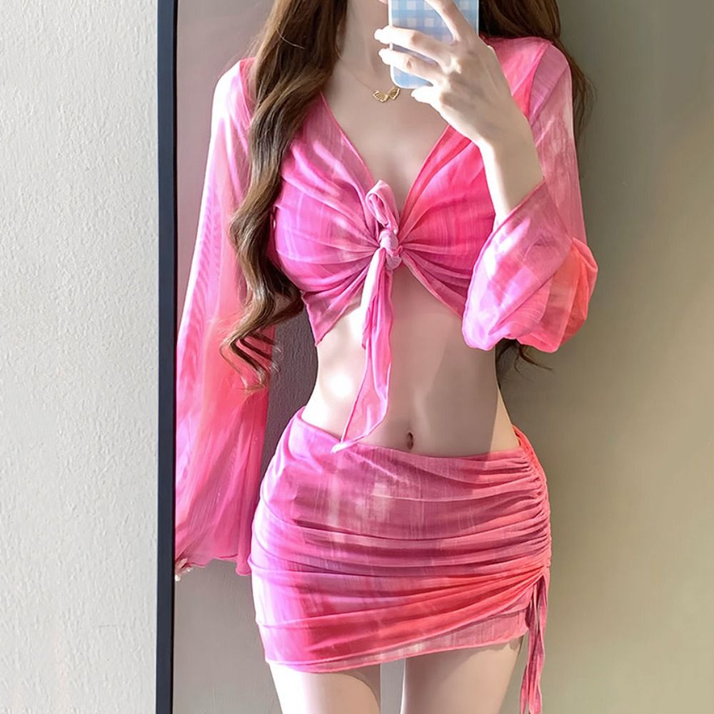 طقم بيكيني أزرق بتصميم التاي د - مراجعة Swimsuit Bikini Ruched وسعره