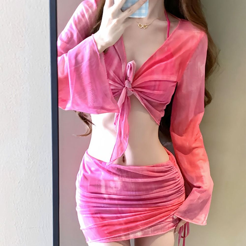 طقم بيكيني أزرق بتصميم التاي د - مراجعة Swimsuit Bikini Ruched وسعره